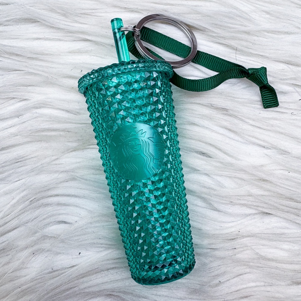 Starbucks Studded Ornament Keychain Mint Green Bling Aqua NEW Bag Charm